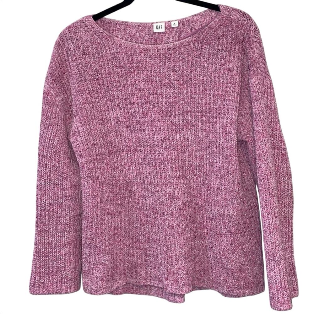 Gap Boatneck Sweater Small Pink Peony Knit Lightweight Long Sleeve Pullover